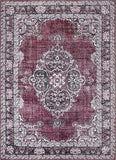 Mareva Machine Washable Burgundy Red Vintage Oriental Medallion Area Rug