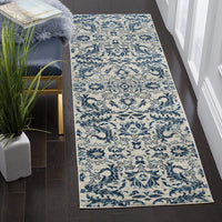 Evoke CollectionNon-Shedding Stain Resistant Living Room Bedroom Area Rug Ivory / Blue