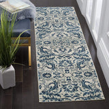 Evoke CollectionNon-Shedding Stain Resistant Living Room Bedroom Area Rug Ivory / Blue