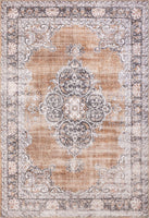 Mareva Machine Washable Rust Orange Vintage Oriental Medallion Area Rug