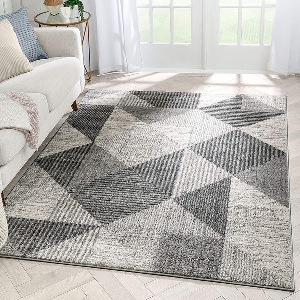 Lisbon Lujo Mid-Century Modern Geometric Grey Area rug