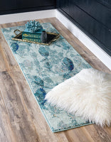 Positano Collection Coastal Modern Fish Area Rug Light Blue/Turquoise