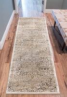 Persian Floral Oriental Medallion Design Ivory Beige Grey Soft Rug
