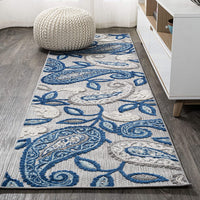 Julien Paisley High-Low Soft Area Rug Indoor Blue/Light Gray