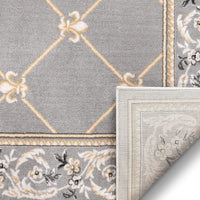 Timeless Fleur De Lis Traditional Area Rug Grey