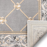 Timeless Fleur De Lis Traditional Area Rug Grey