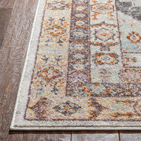 Vera Vintage Grey Tribal Diamond Medallion Pattern Area Rug