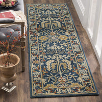 Antiquity Collection Handmade Traditional Oriental Premium Wool Area Rug Dark Blue / Multi