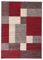 Box Pattern Red Gray Area Rug Non-Slip Non Skid