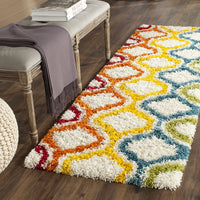 Kids Shag Collection Rainbow Entryway Plush 2-inch Thick Area RugIvory / Multi