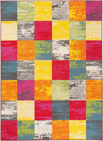 Modern Checks Multi-color Area Rug Non-Slip/ No Skid