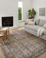 Amber Lewis x Loloi Billie Collection BIL-01 Ink / Salmon, Traditional 7'-6" x 9'-6" Area Rug