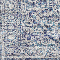 Vintage Navy Blue Gray White Area Rug