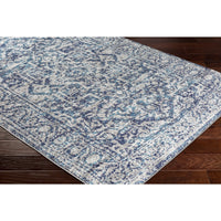 Vintage Navy Blue Gray White Area Rug