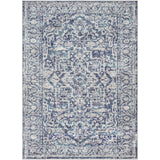 Vintage Navy Blue Gray White Area Rug