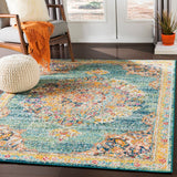 Vintage Medallion Teal Orange Multi-color Area Rug