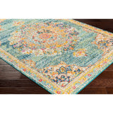 Vintage Medallion Teal Orange Multi-color Area Rug