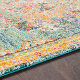 Vintage Medallion Teal Orange Multi-color Area Rug