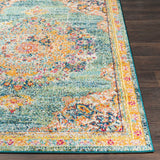 Vintage Medallion Teal Orange Multi-color Area Rug