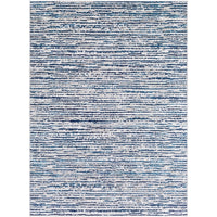 Contemporary Ivory Blue Stripes Area Rug