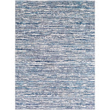 Contemporary Ivory Blue Stripes Area Rug