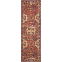 Tremezzina Printed Distressed Medallion Red Orange Area Rug