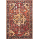 Tremezzina Printed Distressed Medallion Red Orange Area Rug