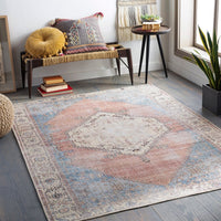 Persian Medallion Printed Machine Washable Area Soft Rug