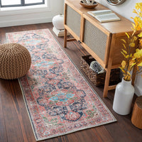 Traditional Medallion Machine Washable Area Soft Rug
