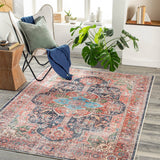 Traditional Medallion Machine Washable Area Soft Rug