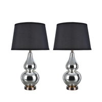 Aspen Creative Two Pack Set 26" High Glass Table Lamp, Mercury with Antique Red Copper Base and Hardback Empire Lamp Shade Black