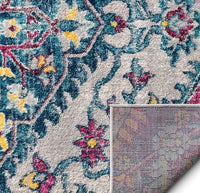 Adeline Bohemian Vintage Medallion Blue Multicolor Area Rug