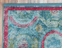 Baracoa Collection Bright Tones Vintage Traditional Turquoise Runner Area Rug