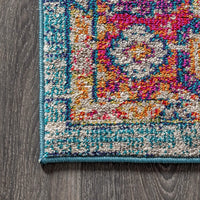 JONATHAN Y Bohemian FLAIR Boho Vintage Medallion Blue/Red soft Area Rug