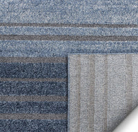 Boer Blue Geometric Stripes Pattern Area Rug
