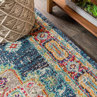 Bohemian Boho Vintage Medallion Navy/Red Rug