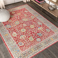 India Flower and Vine Burgundy Soft Area Rug