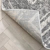 Marbella Grey & Ivory Zig-Zag Stripes Distressed Geometric Pattern Area Rug