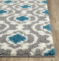 Gray Turquoise Blue Shag Area Rug