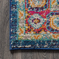 Bohemian Boho Vintage Medallion Navy/Red Rug