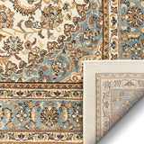 Sultan Medallion Ivory / Blue Oriental Area Rug Persian Floral