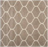 Moroccan Pattern Beige Ivory Plush Shag Area Rug