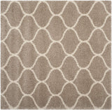 Moroccan Pattern Beige Ivory Plush Shag Area Rug