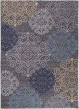 Gray Floral Area Rug Non-Slip/ No Skid