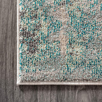 Contemporary Modern Abstract Vintage Area Rug Cream/Blue