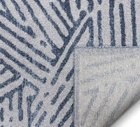 Gizelda Blue Geometric Lines Pattern Area Rug