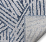 Gizelda Blue Geometric Lines Pattern Area Rug