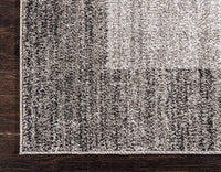 Contemporary Bordered Soft Light Gray Area Rug