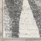 Pamplona Ivory & Grey Wavy Lines Abstract Geometric Pattern Area Rug