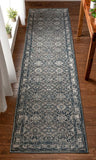 Vintage Oriental Floral Border Blue Soft Area Rug